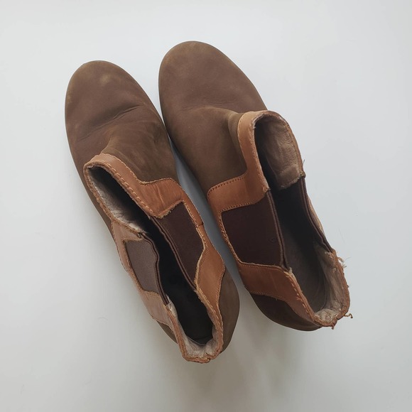 Tommy Bahama Leather Chunky Platform Wedge Booties Tan & Brown Size 9 - Picture 5 of 9